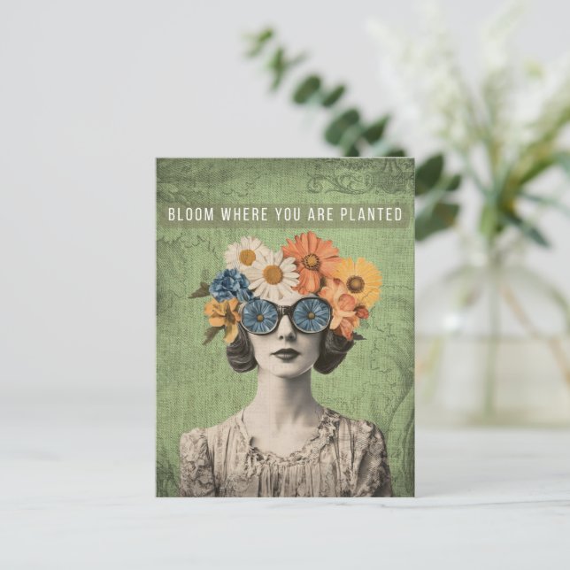 Cartão Postal Blogue Onde Plantou Mulher Da Flor Surreal (Em pé/Frente)