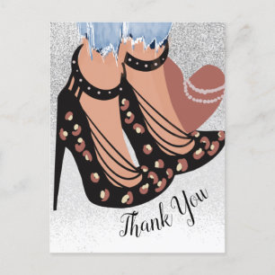 Cartão Postal Blogueira Fashionista de Beleza Chic Brilho Obriga