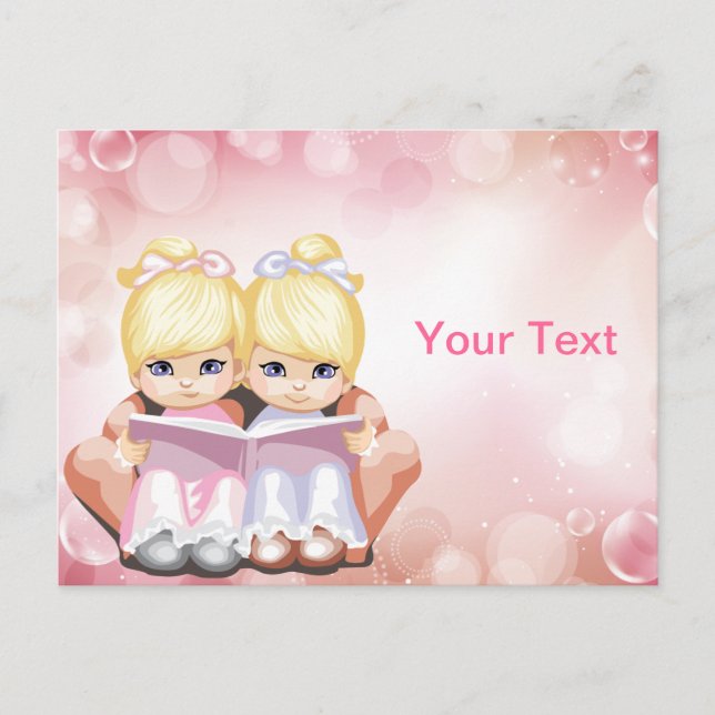 Cartão Postal Blond Twin Girls Postcard (Frente)