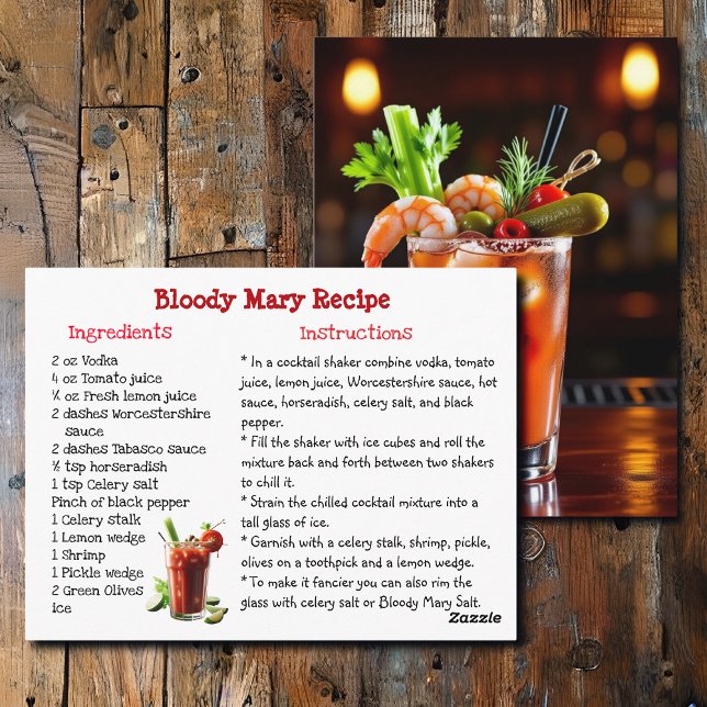 Cartão Postal Bloody Mary Recipe Card (Criador carregado)