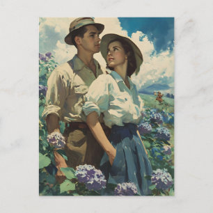 Cartão Postal Blooming Romance em Campos de Hydrangea