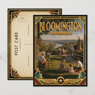 Cartão Postal Bloomington Minnesota Arte Deco Antigo Idade Doura