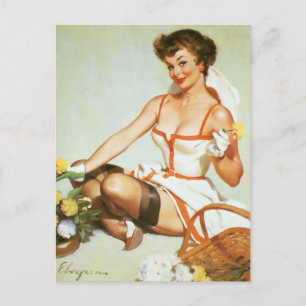 Cartão Postal Blooms Pin Up