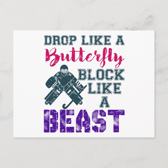 Cartão Postal Bloqueio de Goleiro de Hóquei em Campo Como uma Be (Frente)