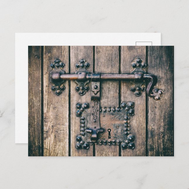 Cartão Postal Bloqueio de porta da Igreja de Nossa Senhora da Pe (Frente/Verso)