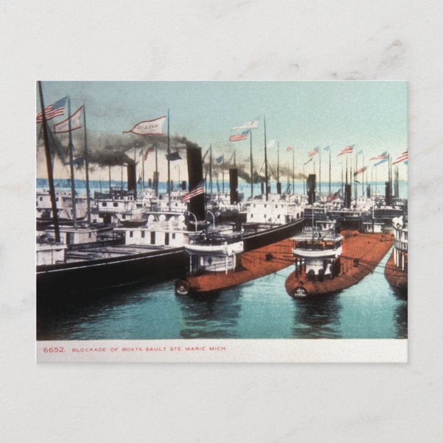 Cartão Postal Bloqueio em Sault Ste Marie - Vintage (Frente)