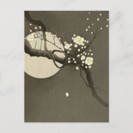 Cartão Postal Blossomas de ameixa à noite por Ohara Koson Vintag