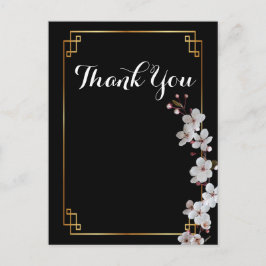 Cartão Postal Blossomas de Cereja Brancos e Quadro de ouros Obri