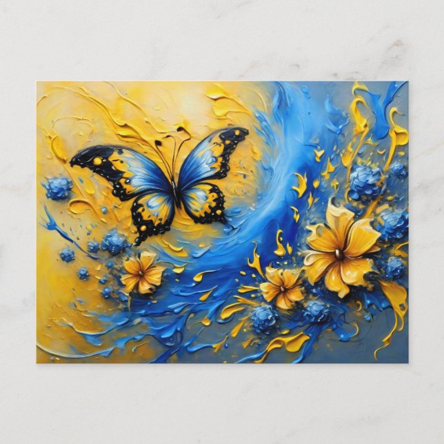 Cartão Postal Blue and Yellow Butterfly # 2 (Frente)