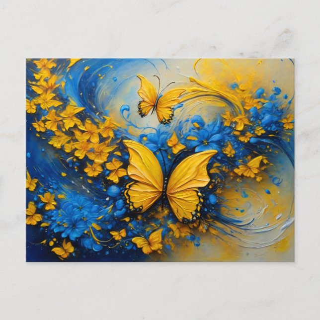 Cartão Postal Blue and Yellow Butterfly # 3 (Frente)