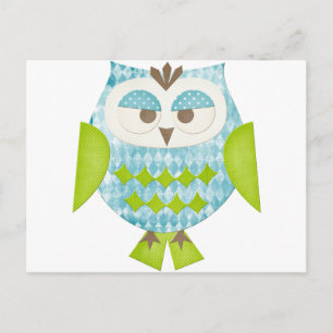 Cartão Postal Blue Argyle Owl