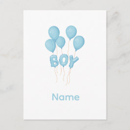 Cartão Postal Blue Baby Boy Balloon Celebration