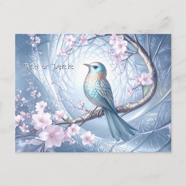 Cartão Postal Blue Bird Floral Postcard (Frente)