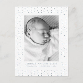 Cartão Postal Blue Confetti Baby Birth Announcement Postcard