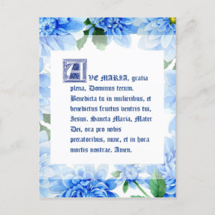 Cartão Postal Blue Dahlias   Ave Maria Latin   Ave Mary