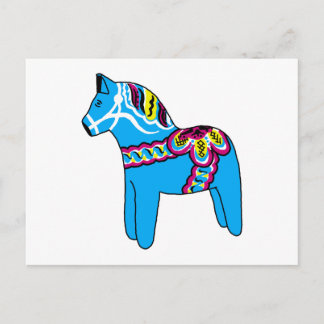 Cartão Postal Blue Dala Horse