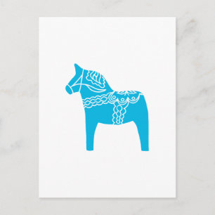 Cartão Postal Blue Dala Horse