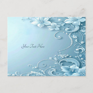 Cartão Postal Blue Decorative Floral Postcard