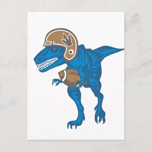 Cartão Postal Blue do Dinossauro de Futebol (Frente)