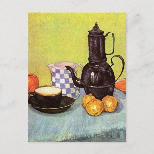 Cartão Postal Blue Enamel Coffeepot por Vincent van Gogh (Frente)