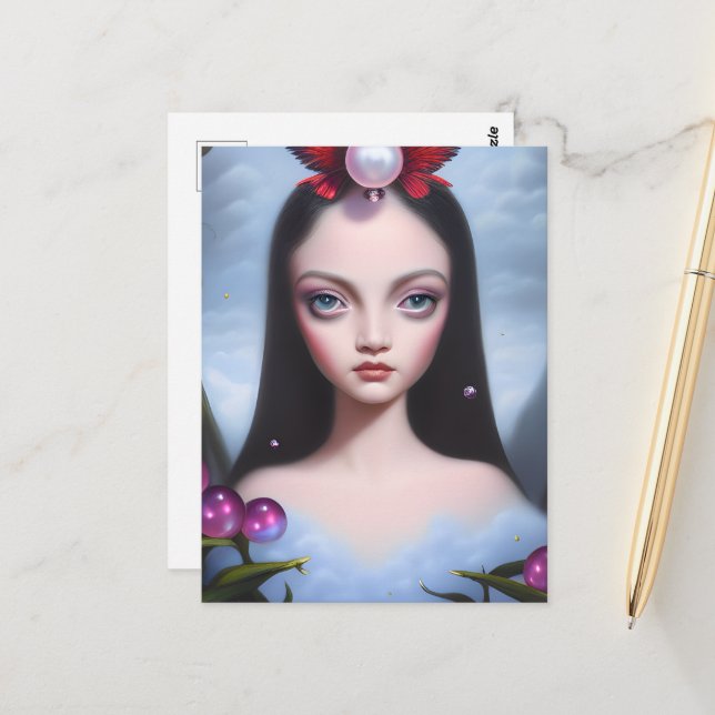 Cartão Postal Blue Eyed Brunette Girl (Frente/Verso In Situ)