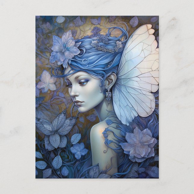 Cartão Postal Blue Fairy Fantasy Art (Frente)