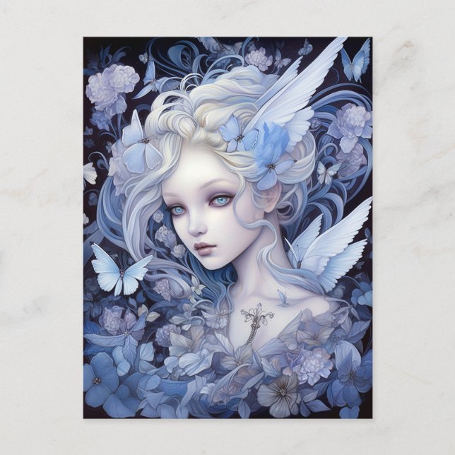 Cartão Postal Blue Fairy Fantasy Art (Frente)