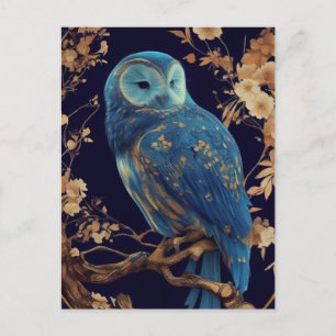 Cartão postal Blue Fantasy Owl