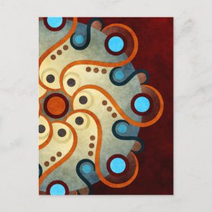 Cartão Postal Blue Floral Abstract Vector Art Postcard