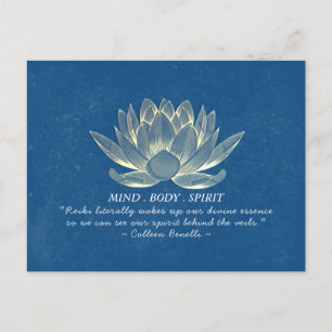 Cartão Postal Blue & Gold Lotus Yoga Meditation Instructor Quote