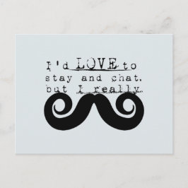 Cartão Postal Blue Grey Black Funny Humor I Mustache