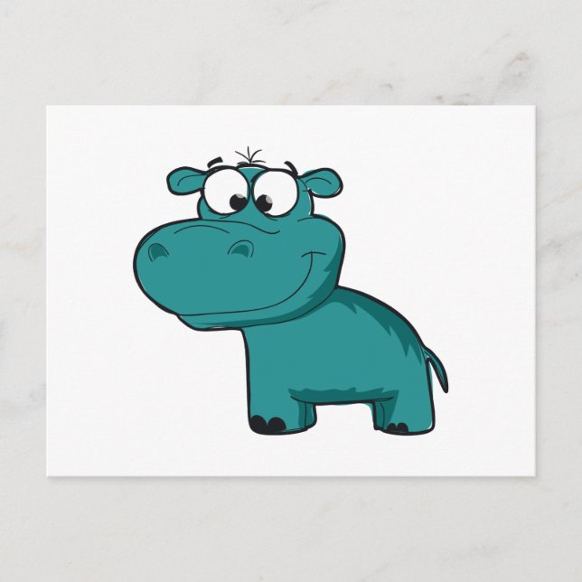 Cartão Postal Blue Happy Hippo (Frente)
