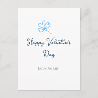 Cartão Postal Blue happy Valentine's day love name flower rustic
