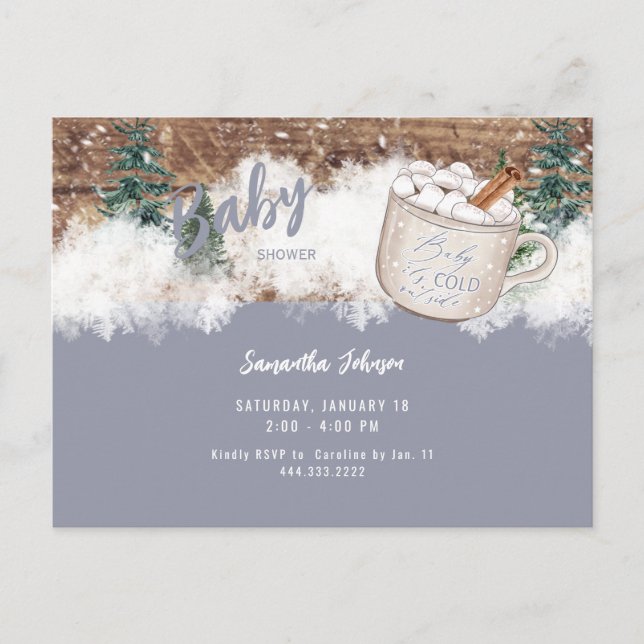 Cartão Postal Blue Hot Chocolate Rustic Baby É Frio Chá (Frente)