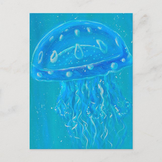 Cartão Postal Blue Jellyfish Painting (Frente)