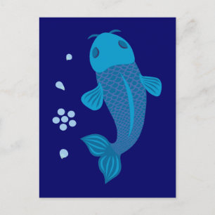 Cartão Postal Blue Koi Fish