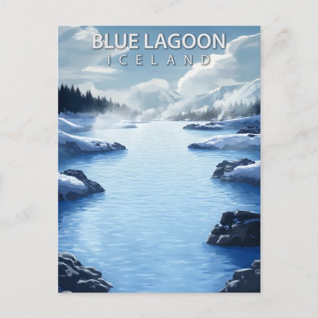 Cartão Postal Blue Lagoon Iceland Springs Vintage Travel (Frente)