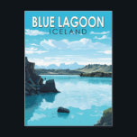 Cartão Postal Blue Lagoon Islândia Viagem Art Vintage<br><div class="desc">Lagoa Azul,  design de arte vetorial da Islândia. A Lagoa Azul é uma spa geotérmica no sudoeste da Islândia. A spa está localizada num campo de lava perto de Grindavík e em frente ao Monte Þorbjörn,  na Península de Reykjanes.</div>