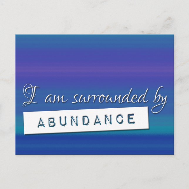 Cartão Postal Blue Law of Attraction Abundance Affirmation (Frente)