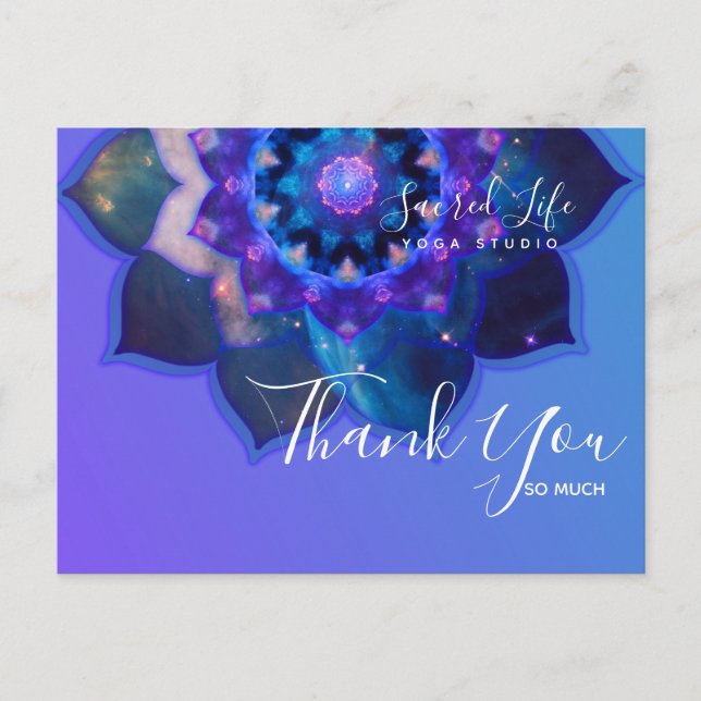 Cartão Postal Blue Lotus Mandala (Frente)