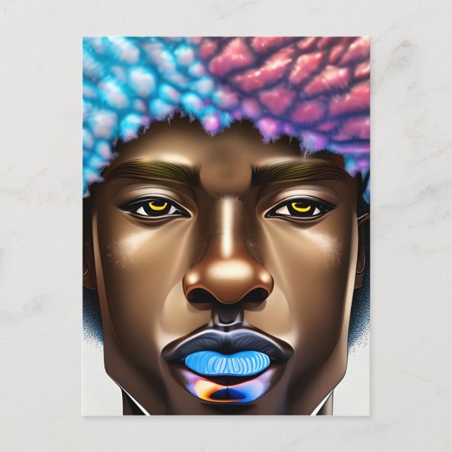Cartão Postal Blue Man Black King Melanin Bruh Brother (Frente)