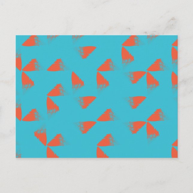 Cartão Postal Blue, orange, vibrant, trendy geometric pattern (Frente)