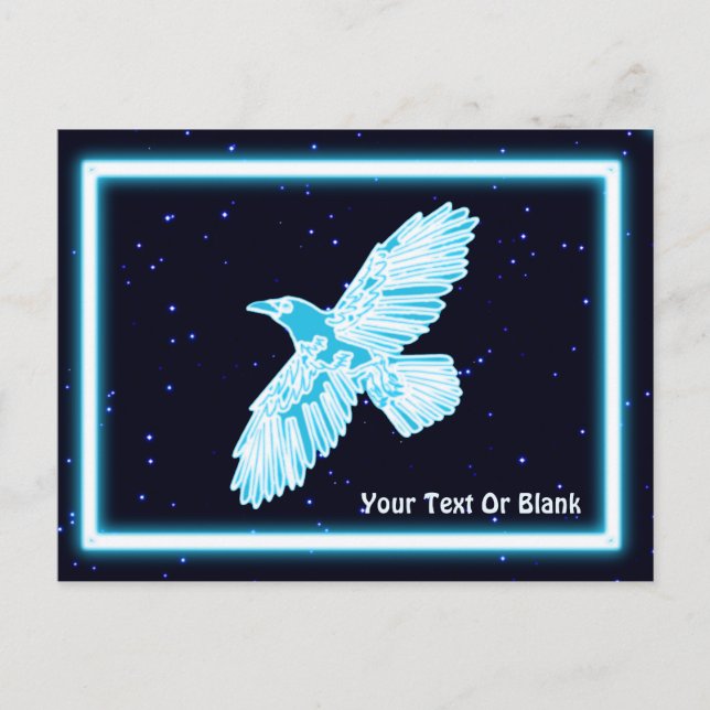 Cartão Postal Blue Raven Sobre Estrelas (Frente)