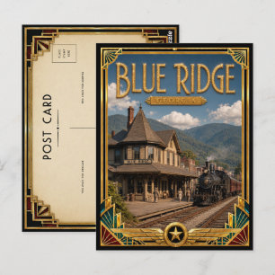 Cartão Postal Blue Ridge Geórgia Arte Deco Vintage Idade Dourada