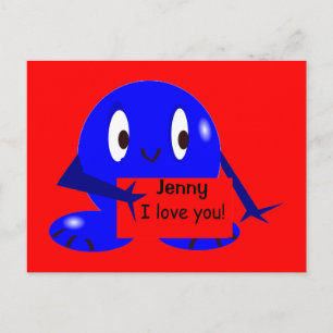 Cartão Postal Blue Roundie I love You Card