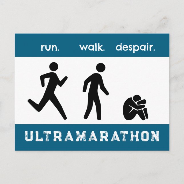 Cartão Postal Blue Run. Ande. Desespero. Pictograma Silhouette (Frente)