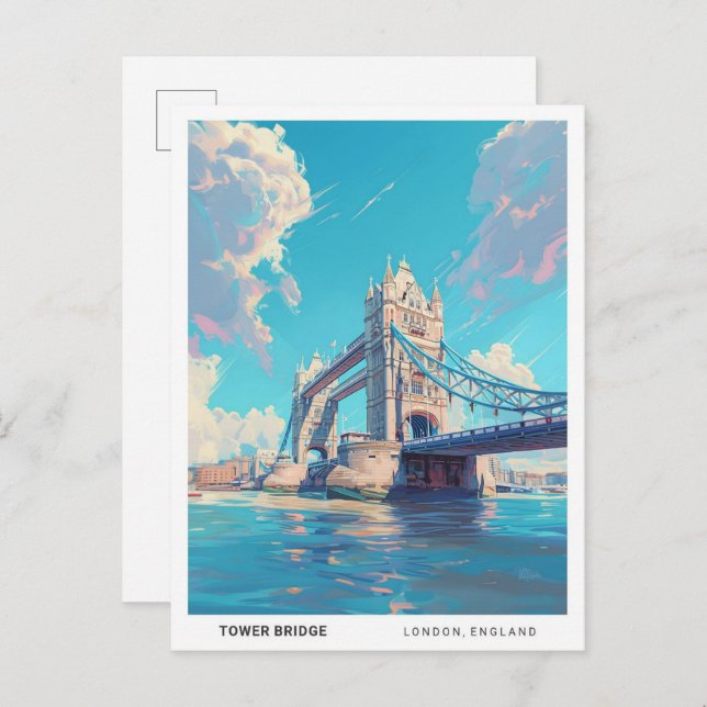 Cartão Postal Blue Sky na Tower Bridge London Viagem Inglaterra (Frente/Verso)