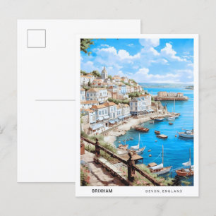 Cartão Postal Blue Sky na Viagens vintage de Brixham Devon na In