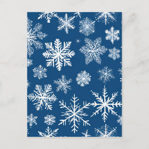 Cartão Postal Blue Snowflakes Winter