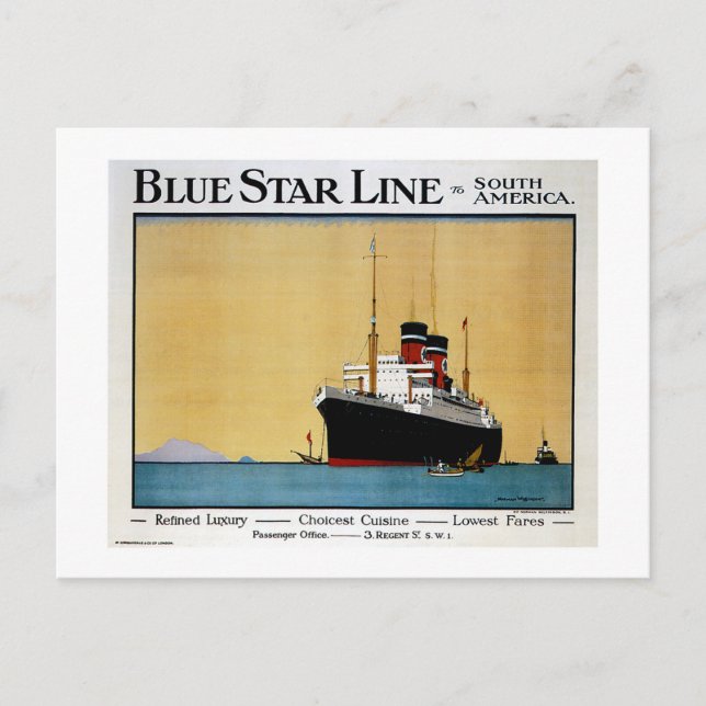 Cartão Postal Blue Star Line América do Sul (Frente)